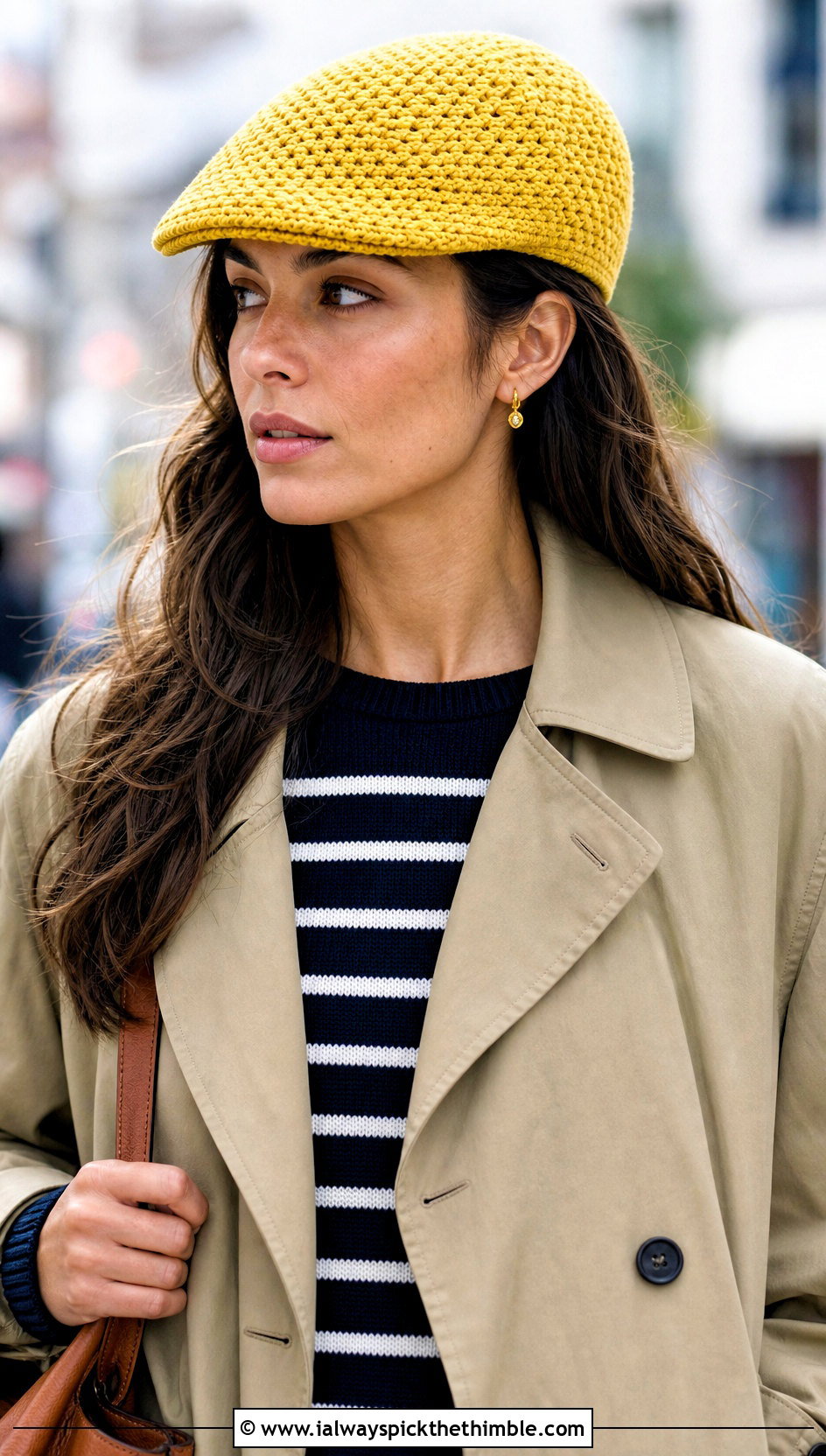 Crochet Duckbill Flat Cap With Trench Coat - 20 crochet flat cap outfit ideas