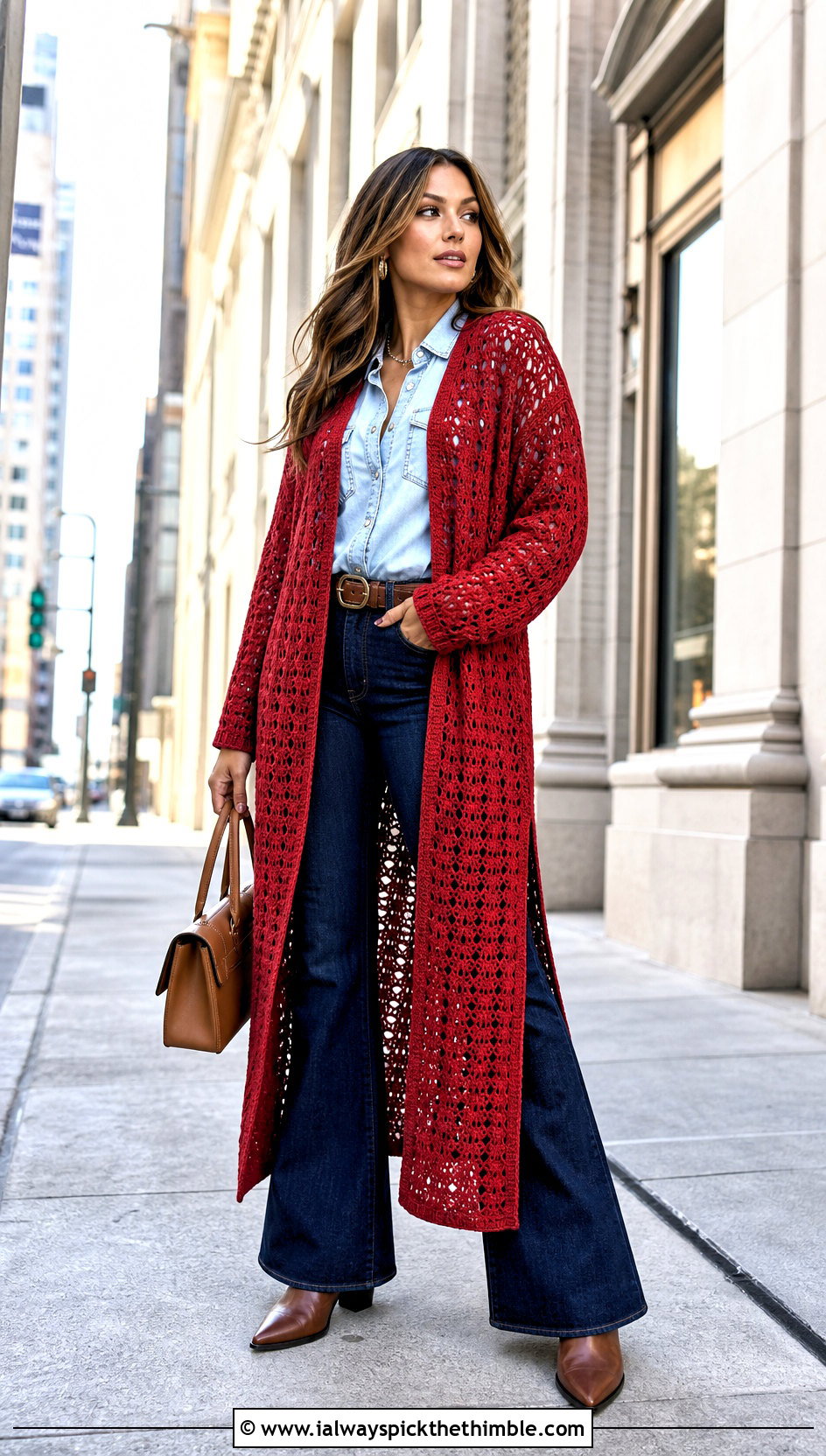 Crochet Duster Cardigan With Denim Shirt And Jeans - 25 crochet projects clothes and outfit ideas