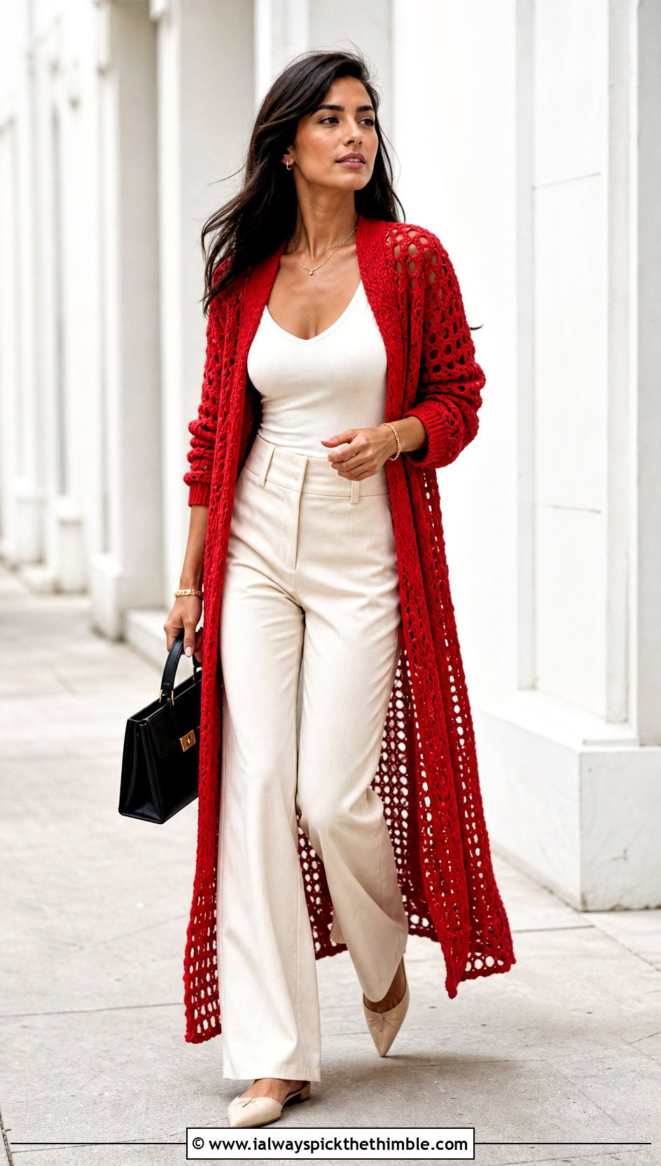 Crochet Duster Cardigan With Monochrome Basics - 20 Cute Things To Crochet Clothes and outfit ideas