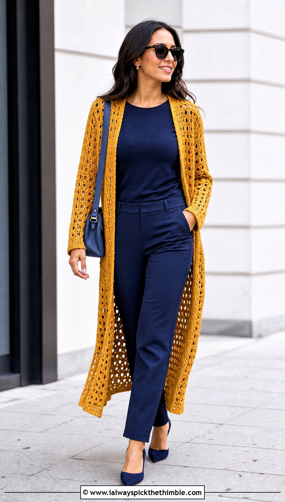 Crochet Duster Cardigan With Monochrome Basics - 25 crochet clothing and outfit ideas