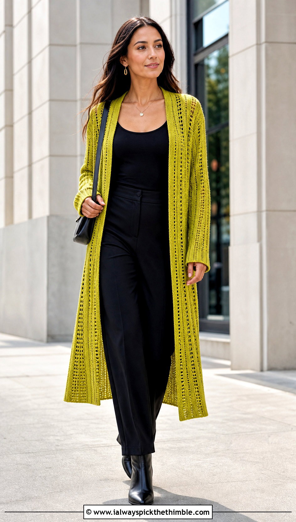 Crochet Duster Cardigan With Monochrome Basics - 25 diy crochet clothes and outfit ideas