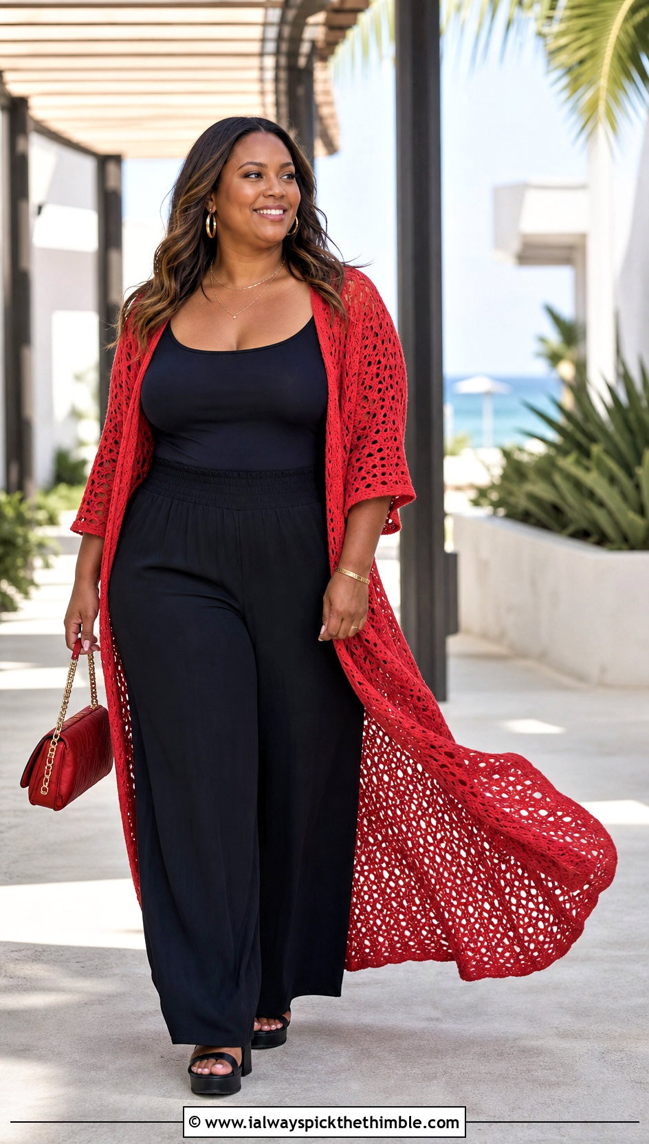Crochet Duster Cardigan With Monochrome Black Outfit - 15 Plus Size Crochet Clothes and outfit ideas