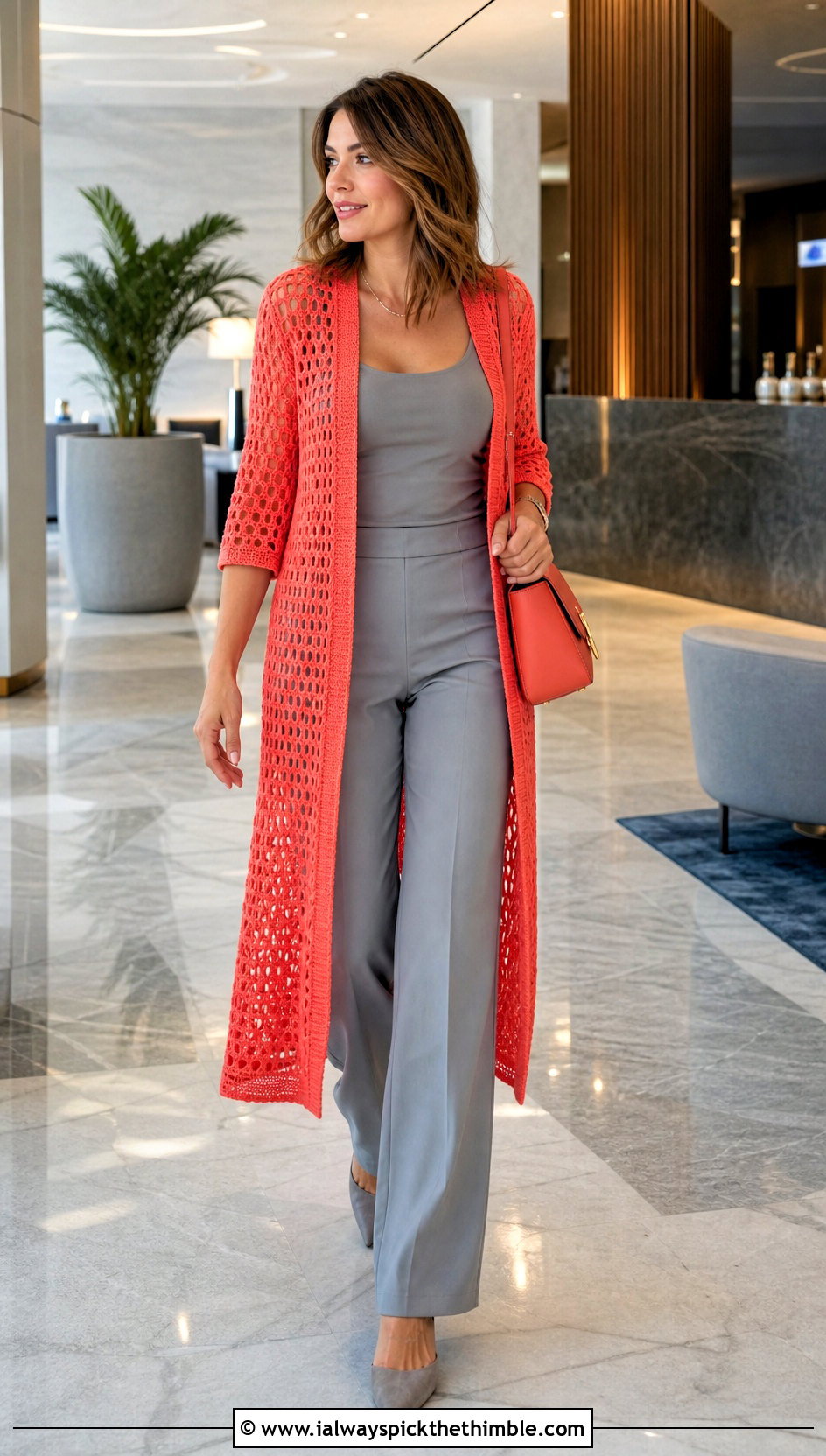 Crochet Duster Cardigan With Monochrome Separates - 20 trendy crochet clothes and outfit ideas