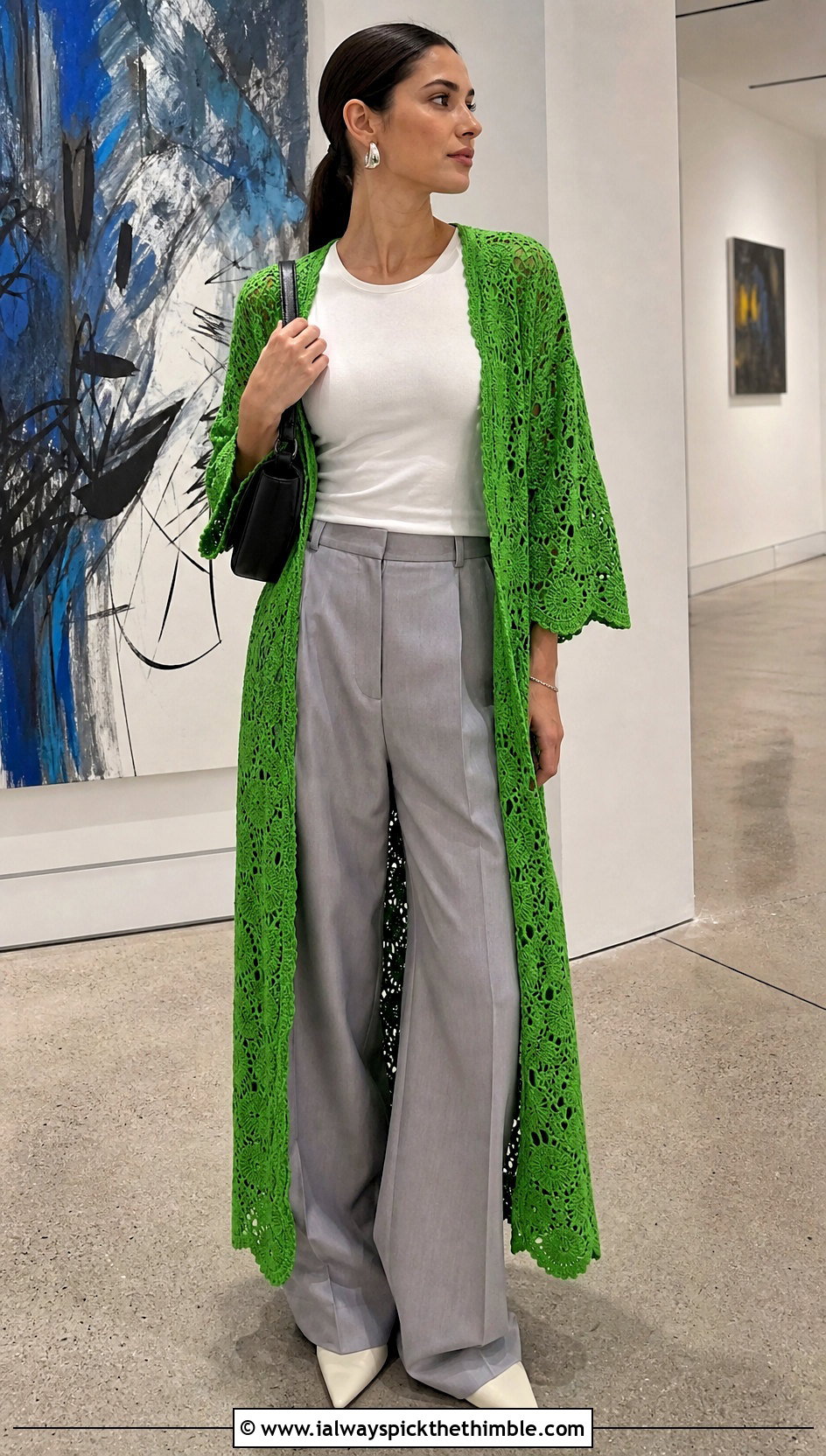Crochet Duster Coverup With Wide Leg Trousers - 25 crochet coverup outfit ideas