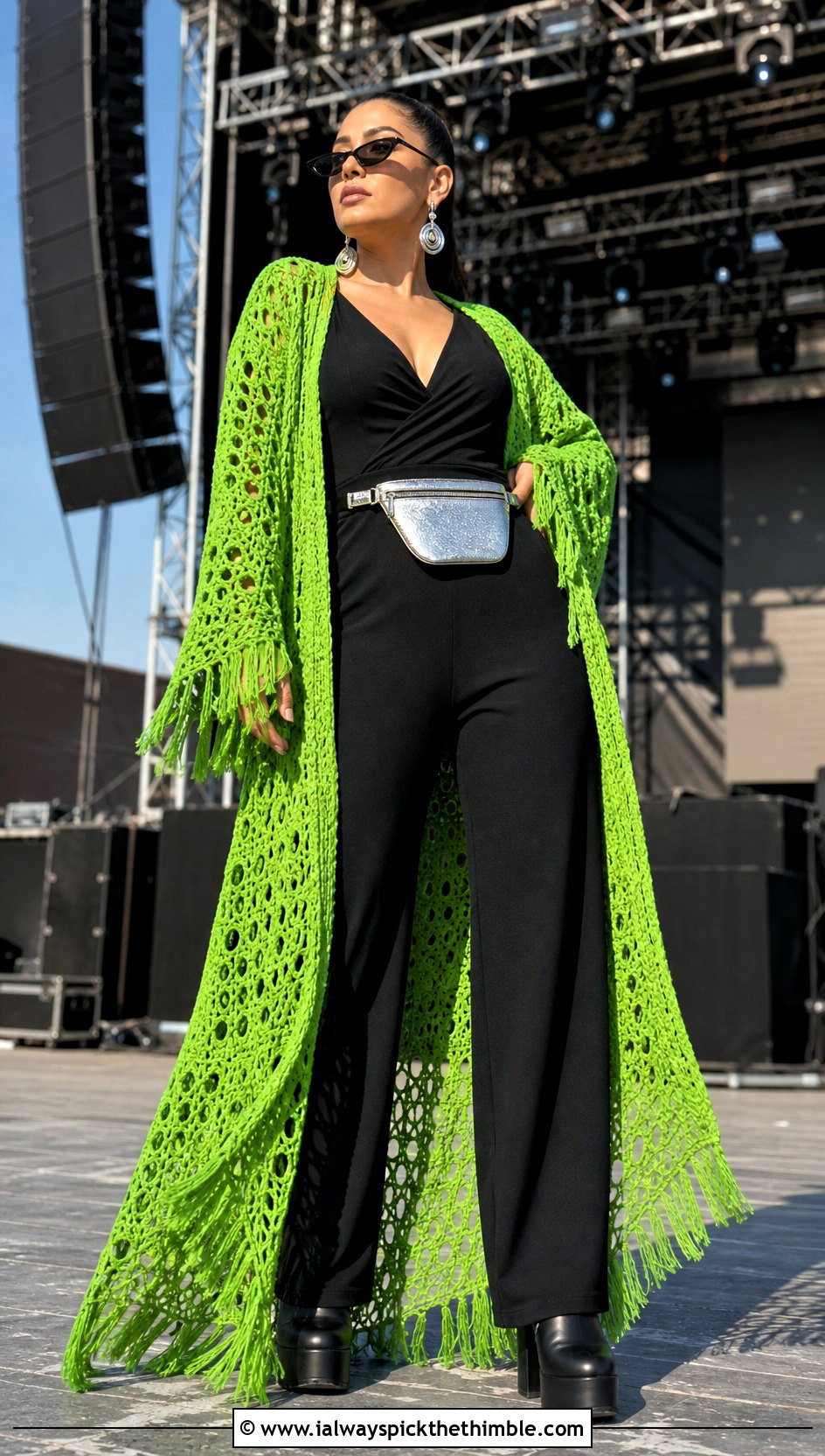 Crochet Duster With Fitted Jumpsuit - 20 crochet festival clothes and outfit ideas
