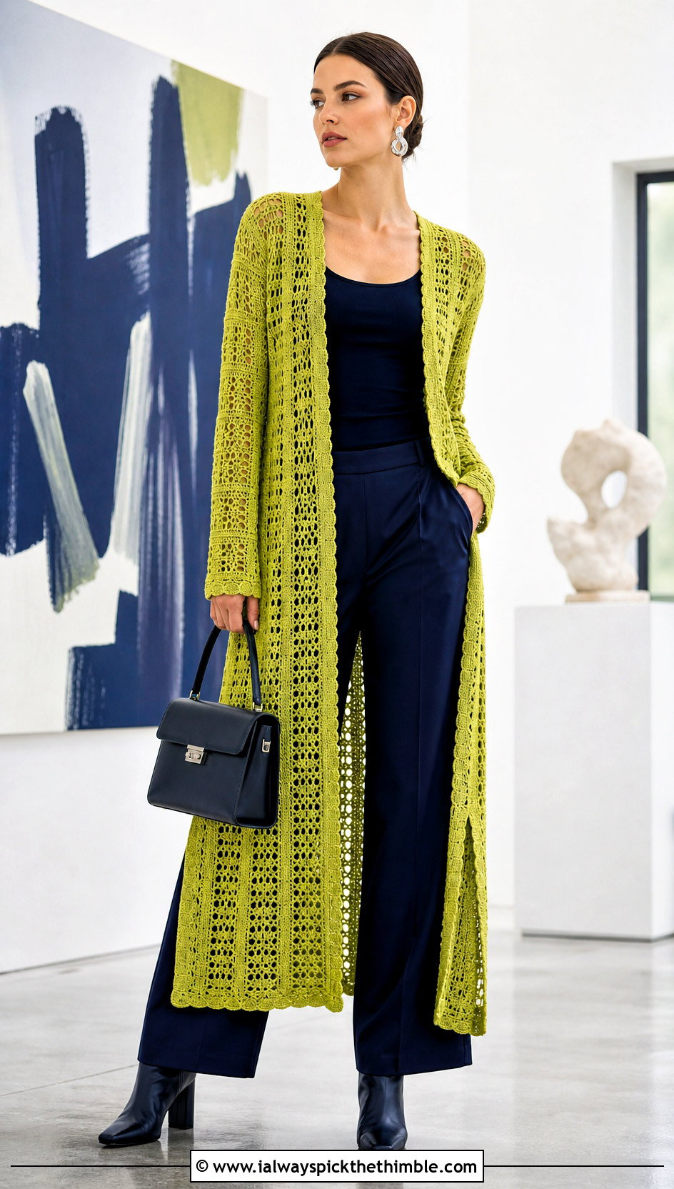 Crochet Duster With Monochrome Outfit - 20 Diy Crochet Outfits ideas