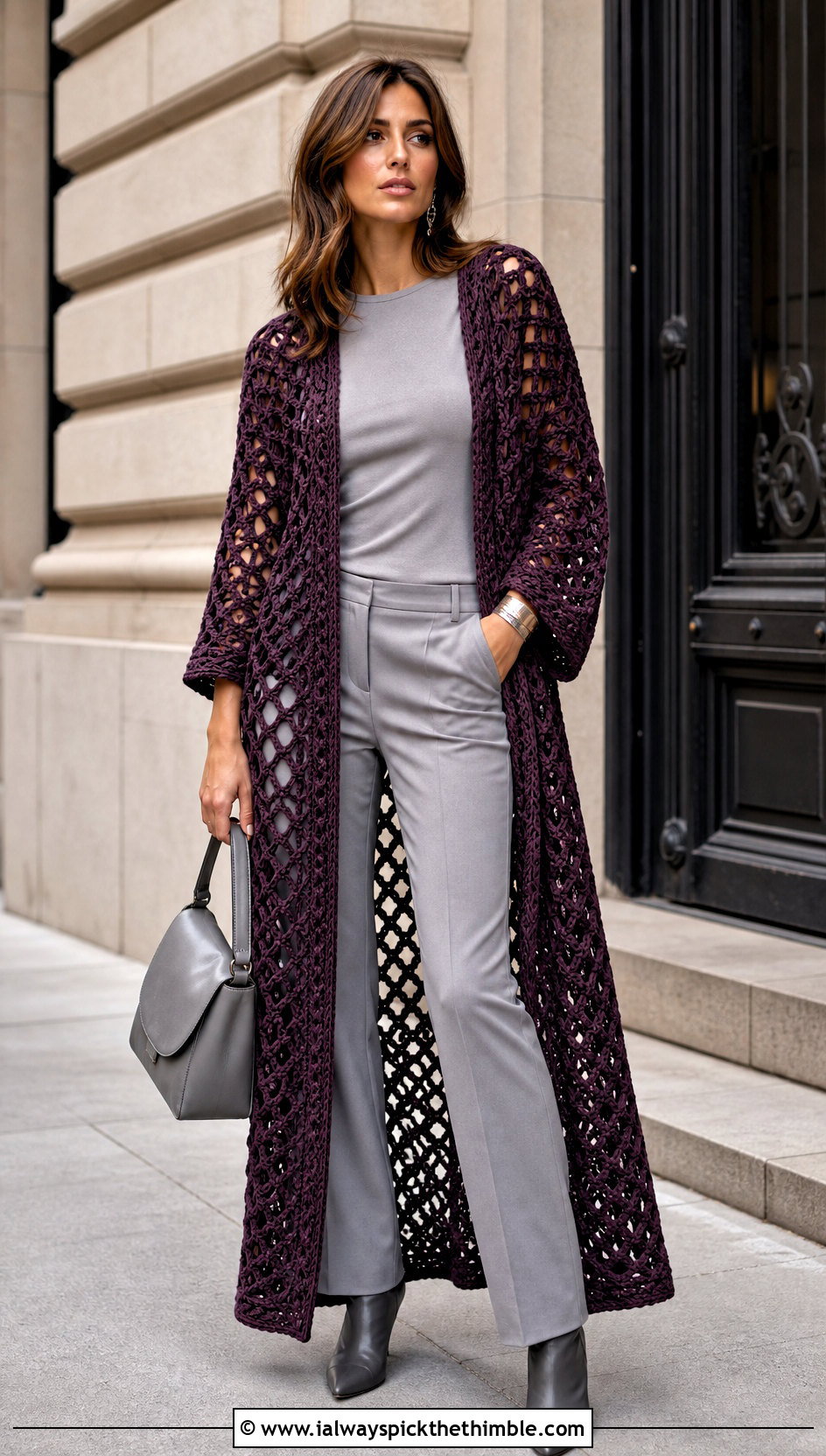 Crochet Duster With Monochrome Outfit - 20 crochet fall outfits ideas