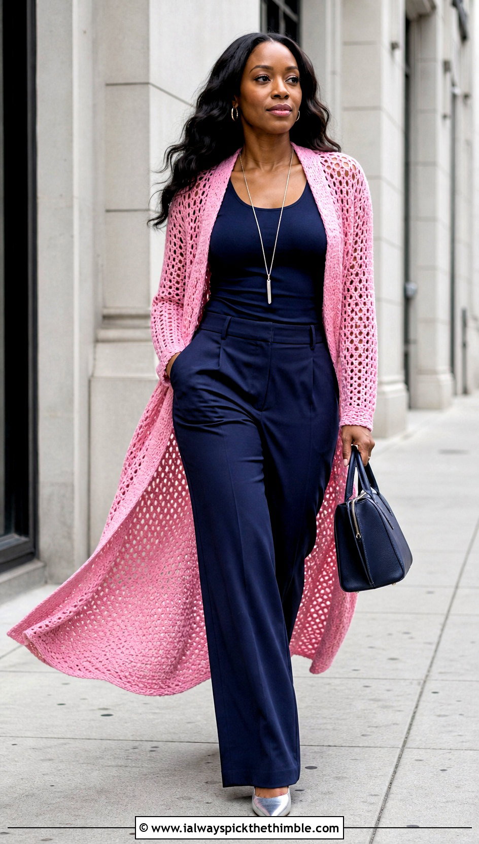 Crochet Duster With Monochrome Tank And Trousers - 25 crochet outfits black women outfit ideas
