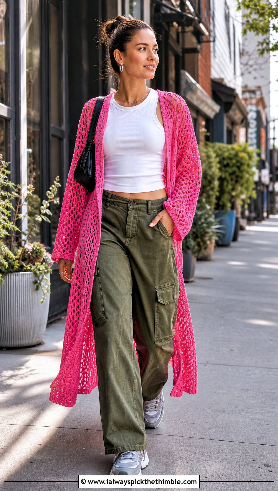 Crochet Duster With Tank Top And Cargo Pants - 25 crochet clothing and accessories ideas