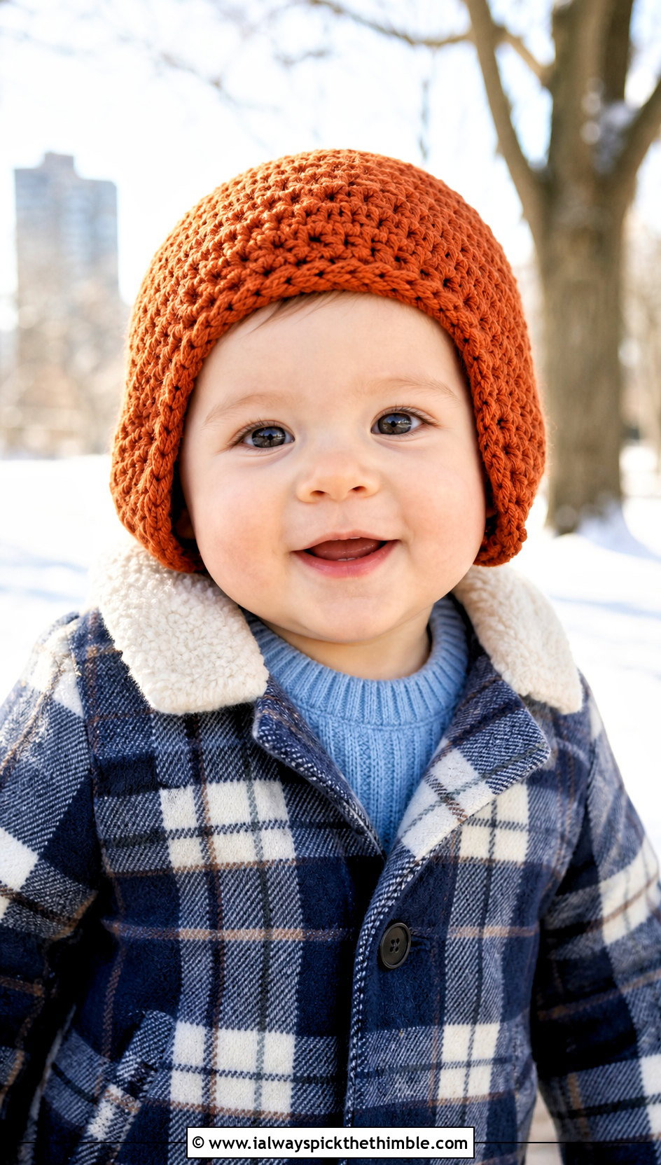 Crochet Earflap Beanie With Plaid Coat - 15 12 Month Crochet Hat outfit ideas
