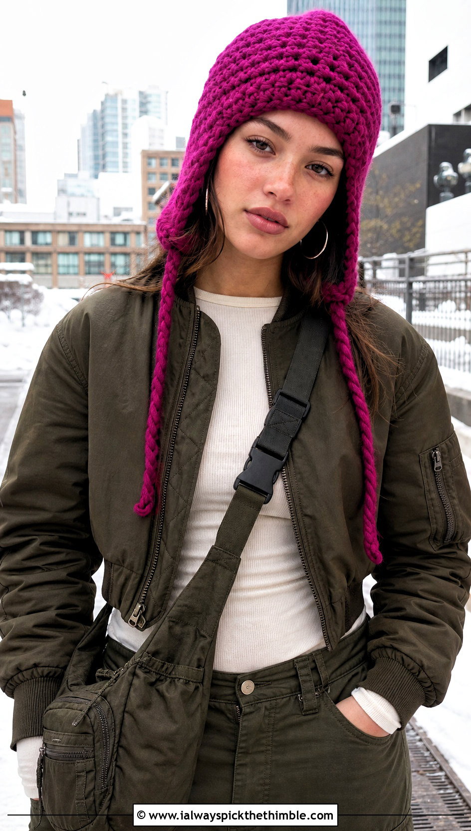 Crochet Earflap Hat With Cargo Pants - 20 Cute Crochet Hats outfit ideas
