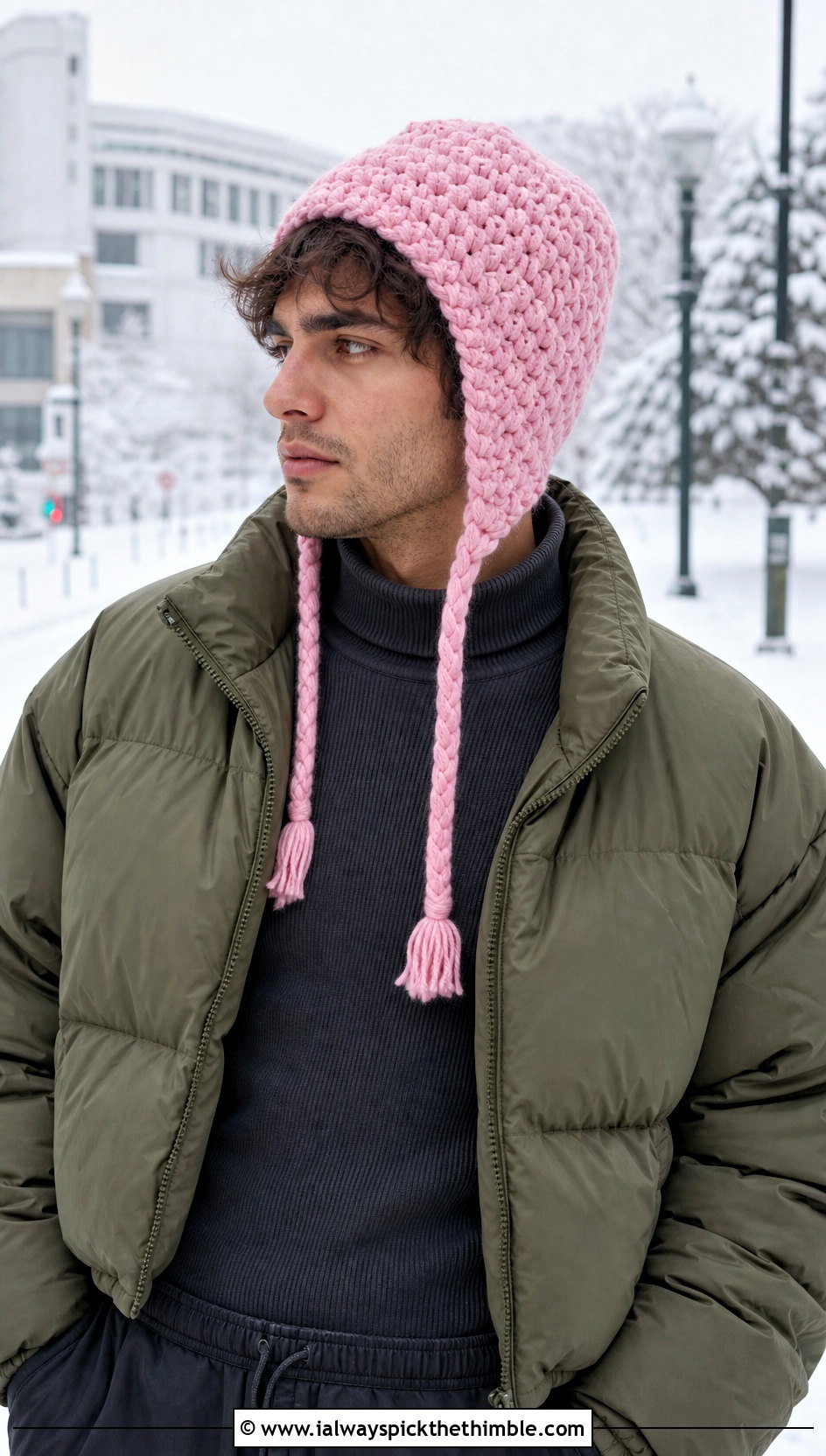 Crochet Earflap Hat With Puffer Jacket - 20 male crochet hat outfit ideas