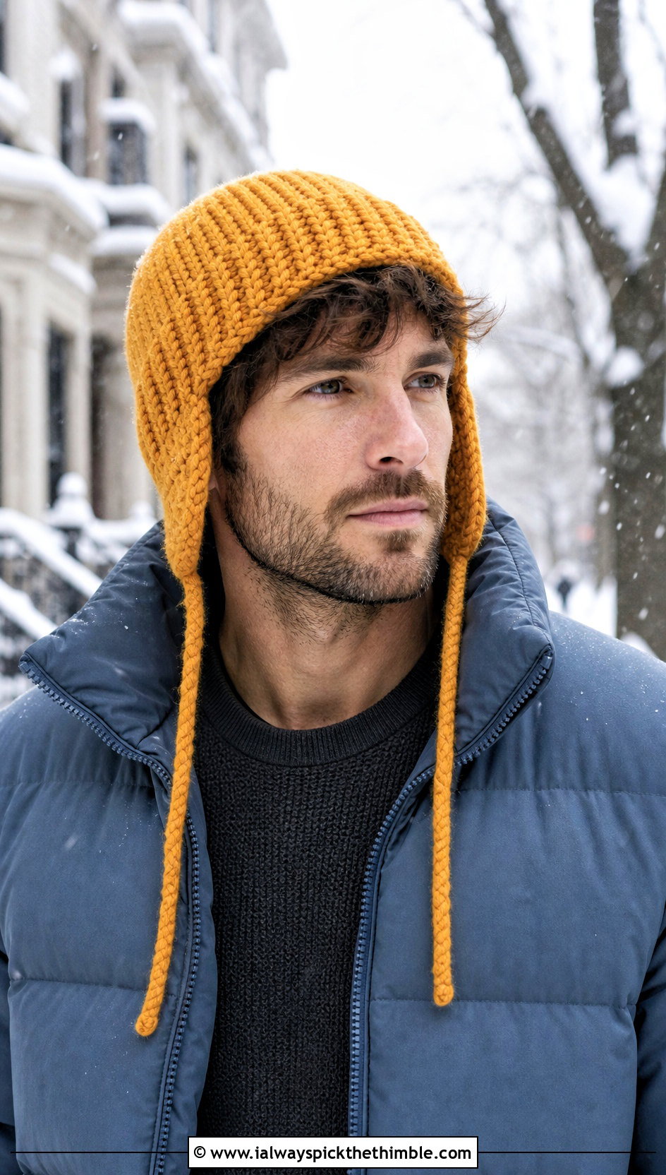 Crochet Earflap Hat With Puffer Jacket - 25 crochet hat men outfit ideas