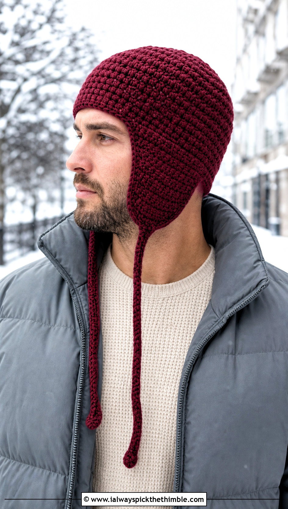 Crochet Earflap Hat With Puffer Jacket - 25 mens crochet hat outfit ideas