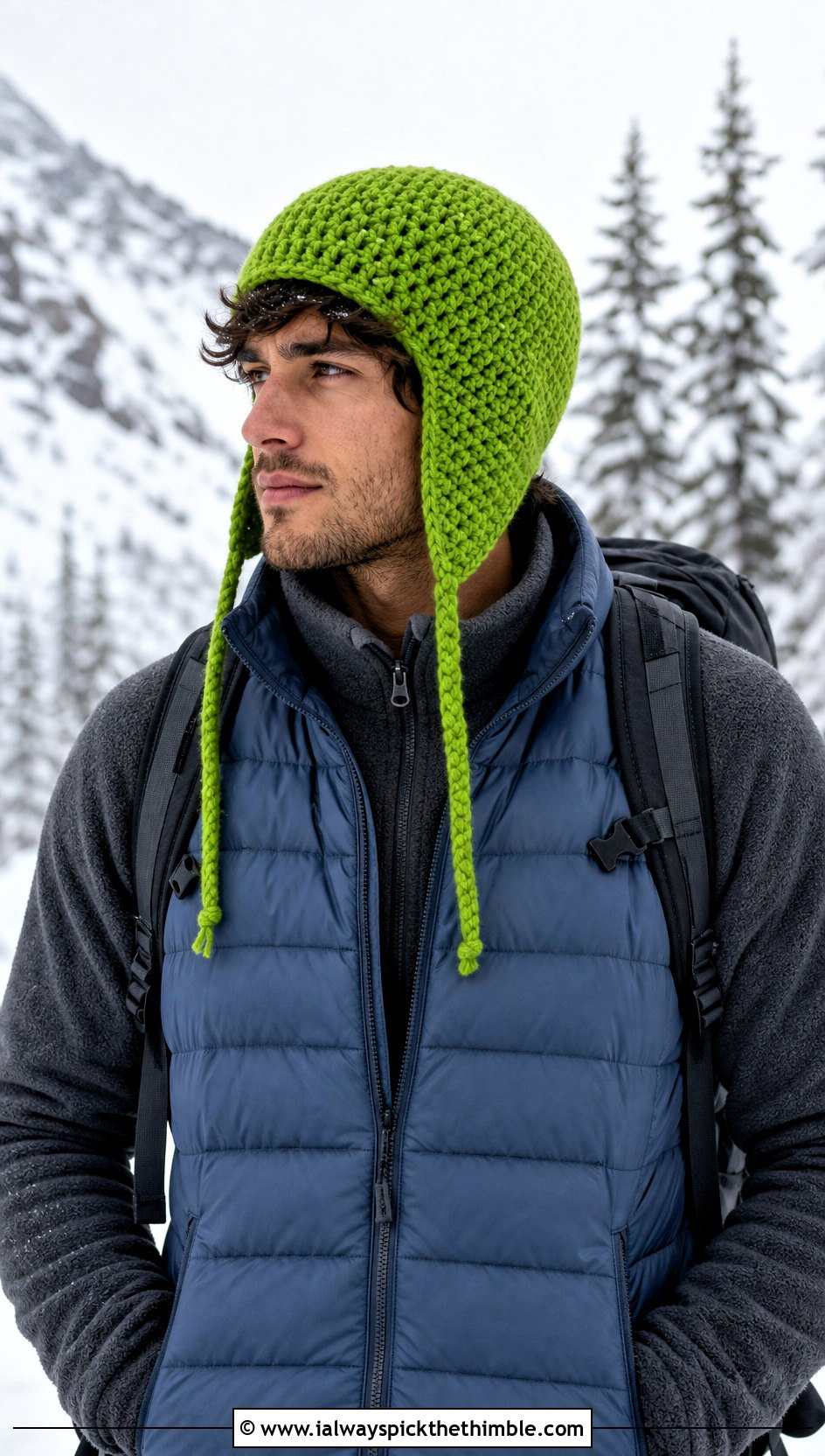Crochet Earflap Hat With Puffer Vest And Hiking Pants - 20 men crochet hat outfit ideas