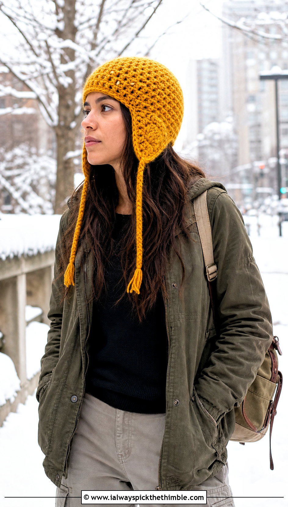 Crochet Earflap Hat With Utility Jacket And Cargo Pants - 15 Modern Crochet Hat outfit ideas