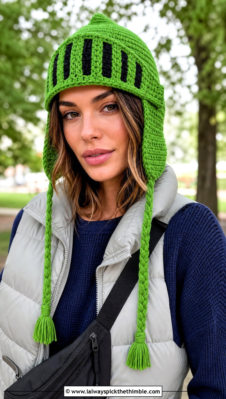 Crochet Earflap Knight Helmet With Puffer Vest - 15 Knight Crochet Hat outfit ideas