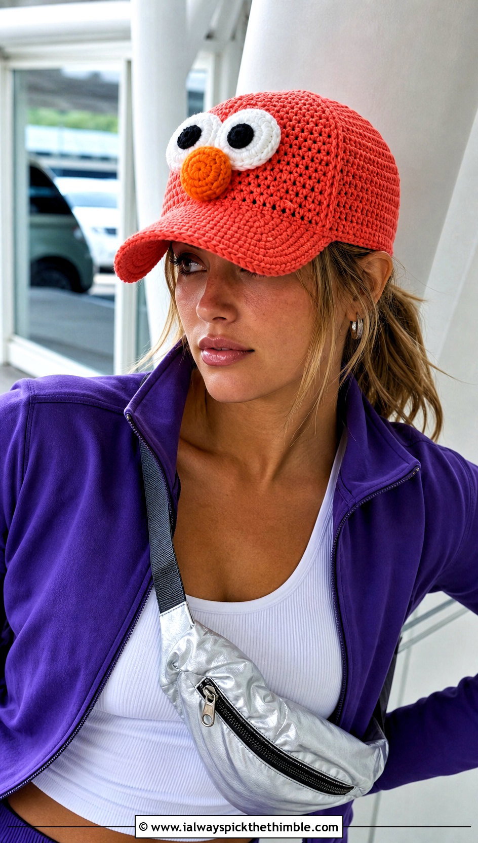 Crochet Elmo Baseball Cap With Tracksuit - 15 Crochet Elmo Hat outfit ideas