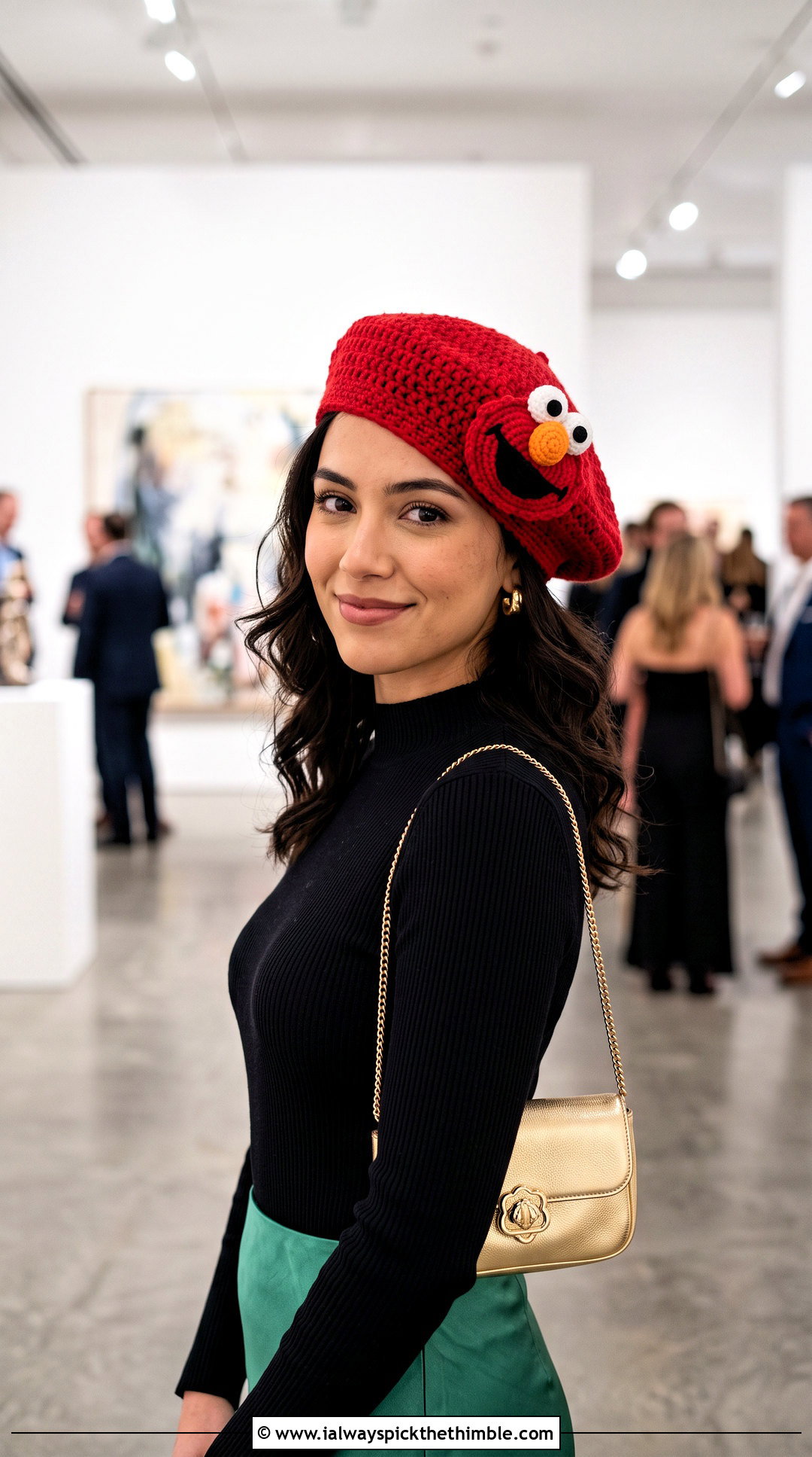 Crochet Elmo Beret With Satin Skirt - 15 Crochet Elmo Hat outfit ideas