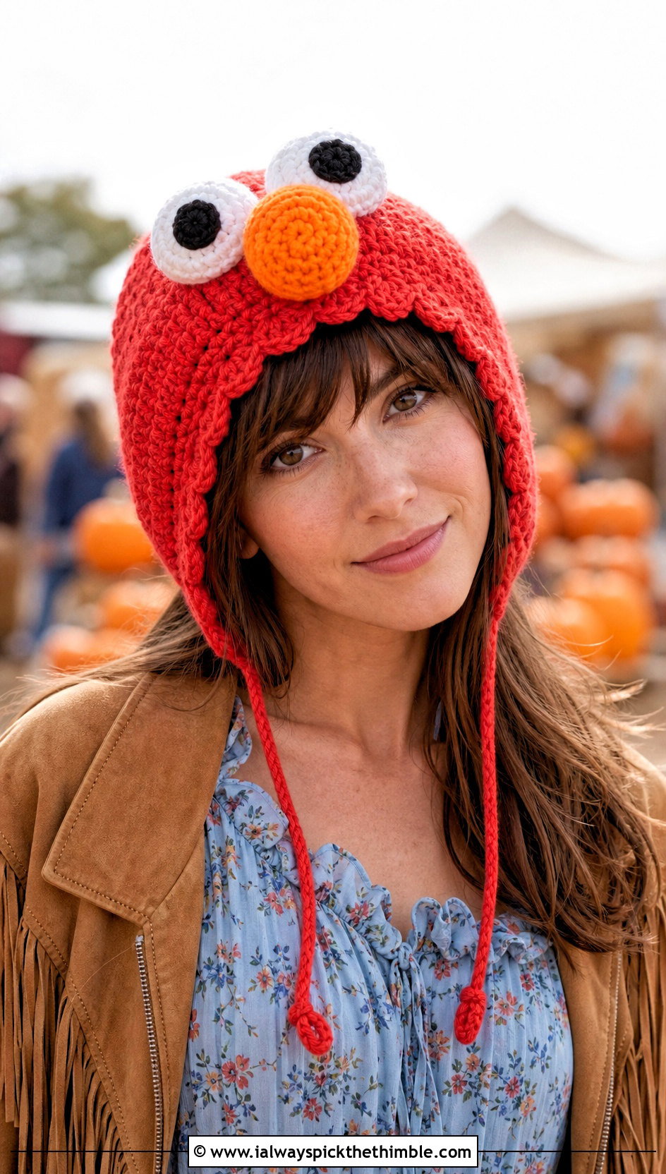 Crochet Elmo Bonnet Hat With Prairie Dress - 15 Crochet Elmo Hat outfit ideas