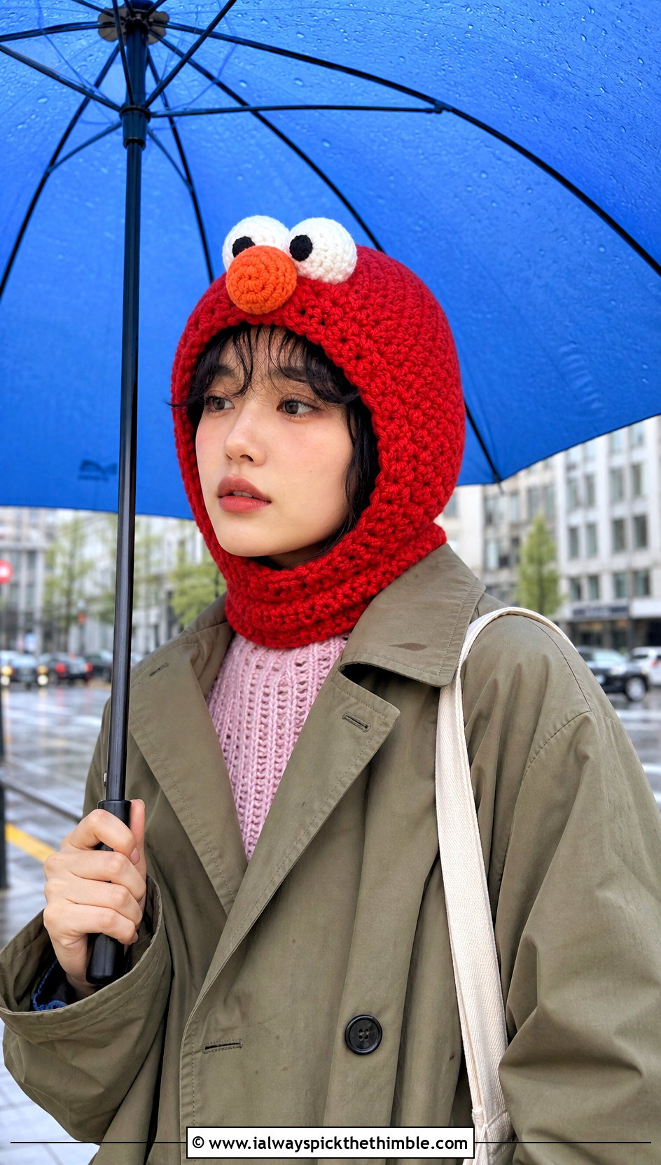 Crochet Elmo Hood Hat With Trench Coat - 15 Crochet Elmo Hat outfit ideas