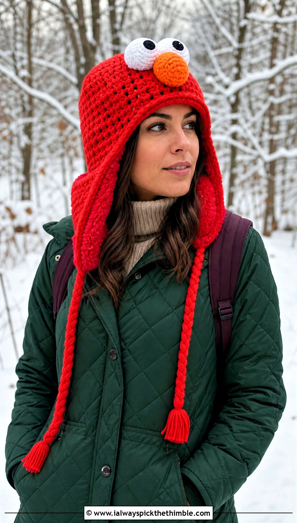 Crochet Elmo Trapper Hat With Quilted Coat - 15 Crochet Elmo Hat outfit ideas