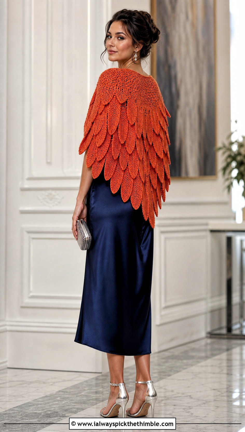 Crochet Feather Wing Shawl With Satin Slip Dress - 20 Crochet Wing Shawl outfit ideas
