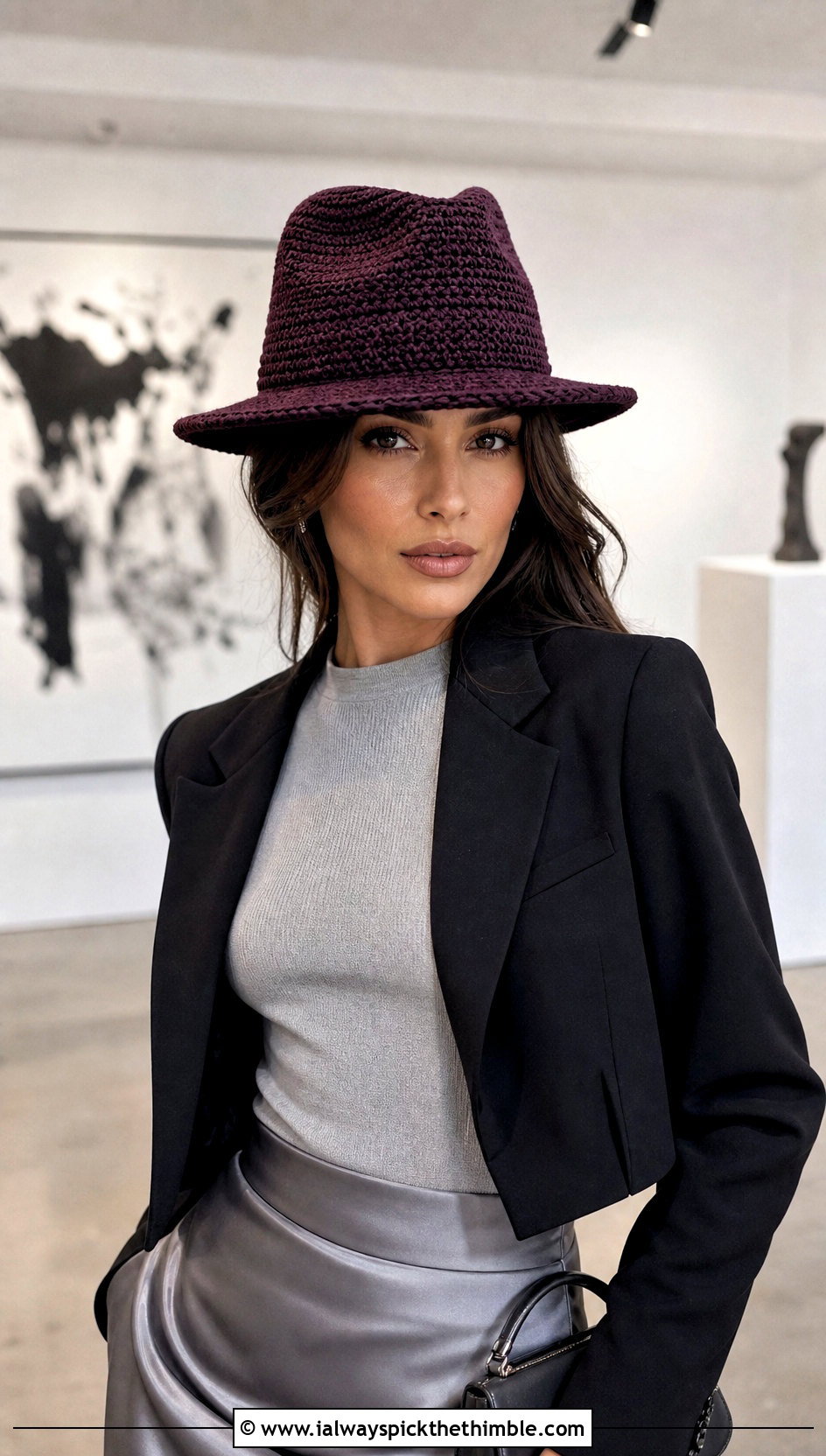 Crochet Fedora Hat With Satin Skirt - 25 crocheted hats outfit ideas