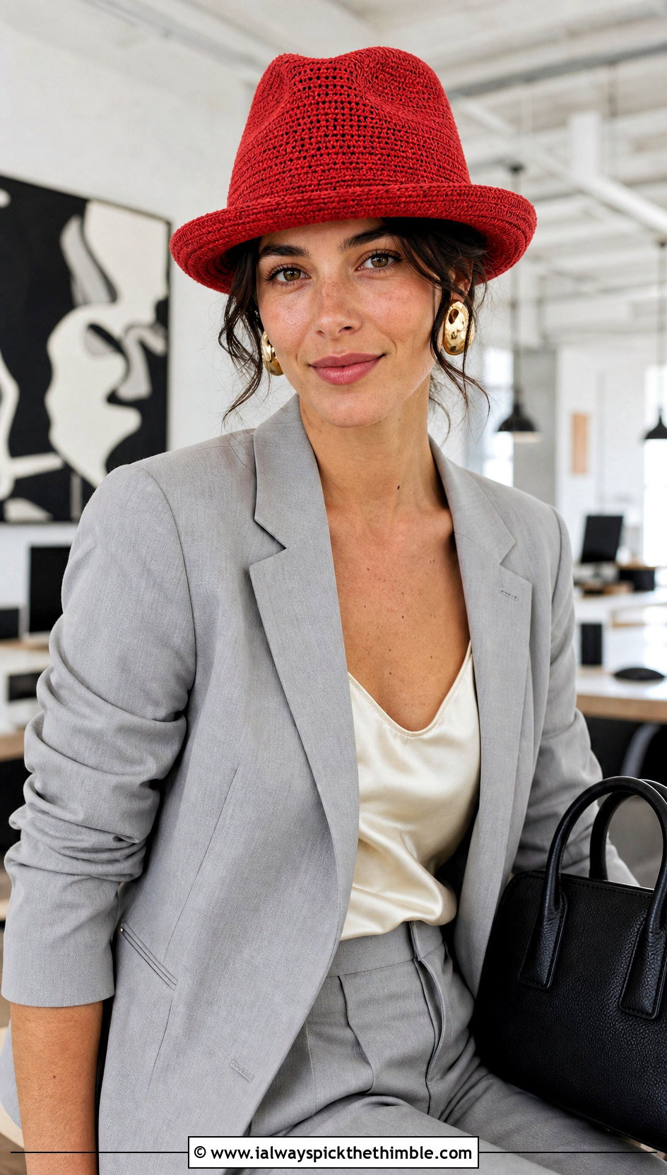 Crochet Fedora Hat With Tailored Suit - 25 one piece crochet hat outfit ideas