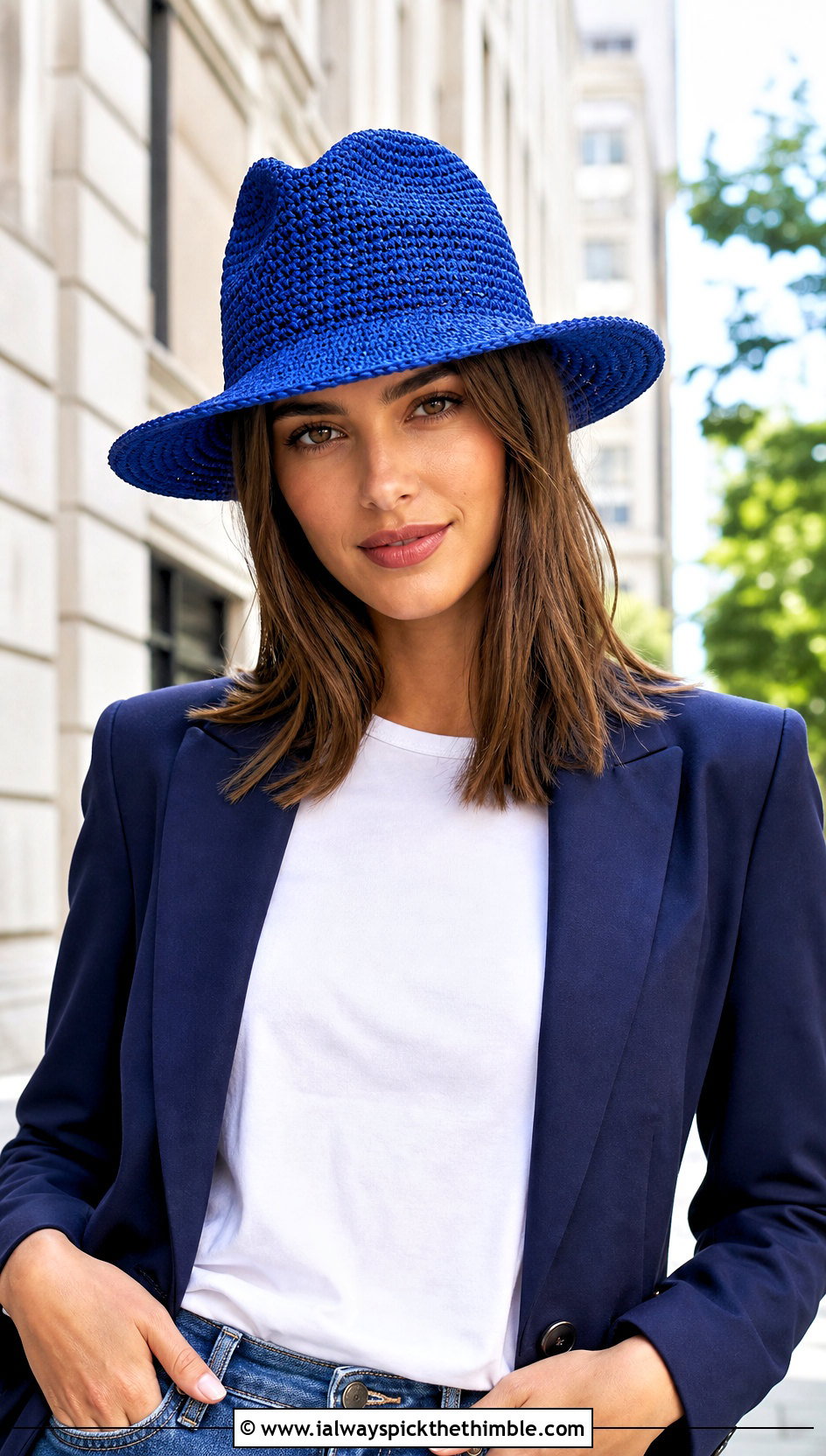 Crochet Fedora Panama Hat With Jeans And Blazer - 15 crochet panama hat outfit ideas