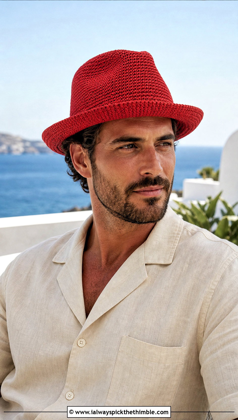 Crochet Fedora With Camp Collar Shirt - 15 Unique Crochet Men Hat outfit ideas