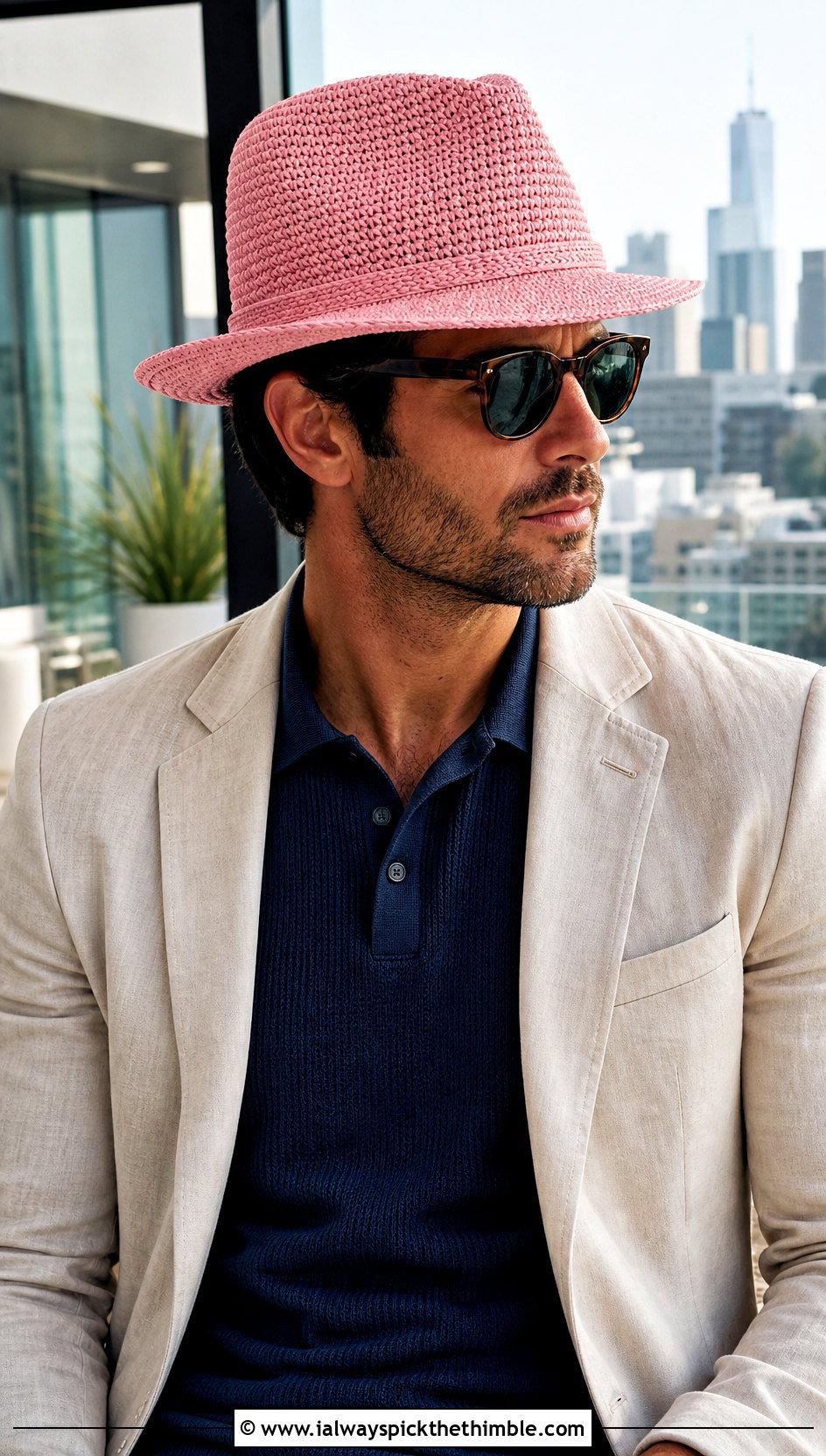 Crochet Fedora With Knit Polo - 15 Easy Crochet Mens Hat outfit ideas