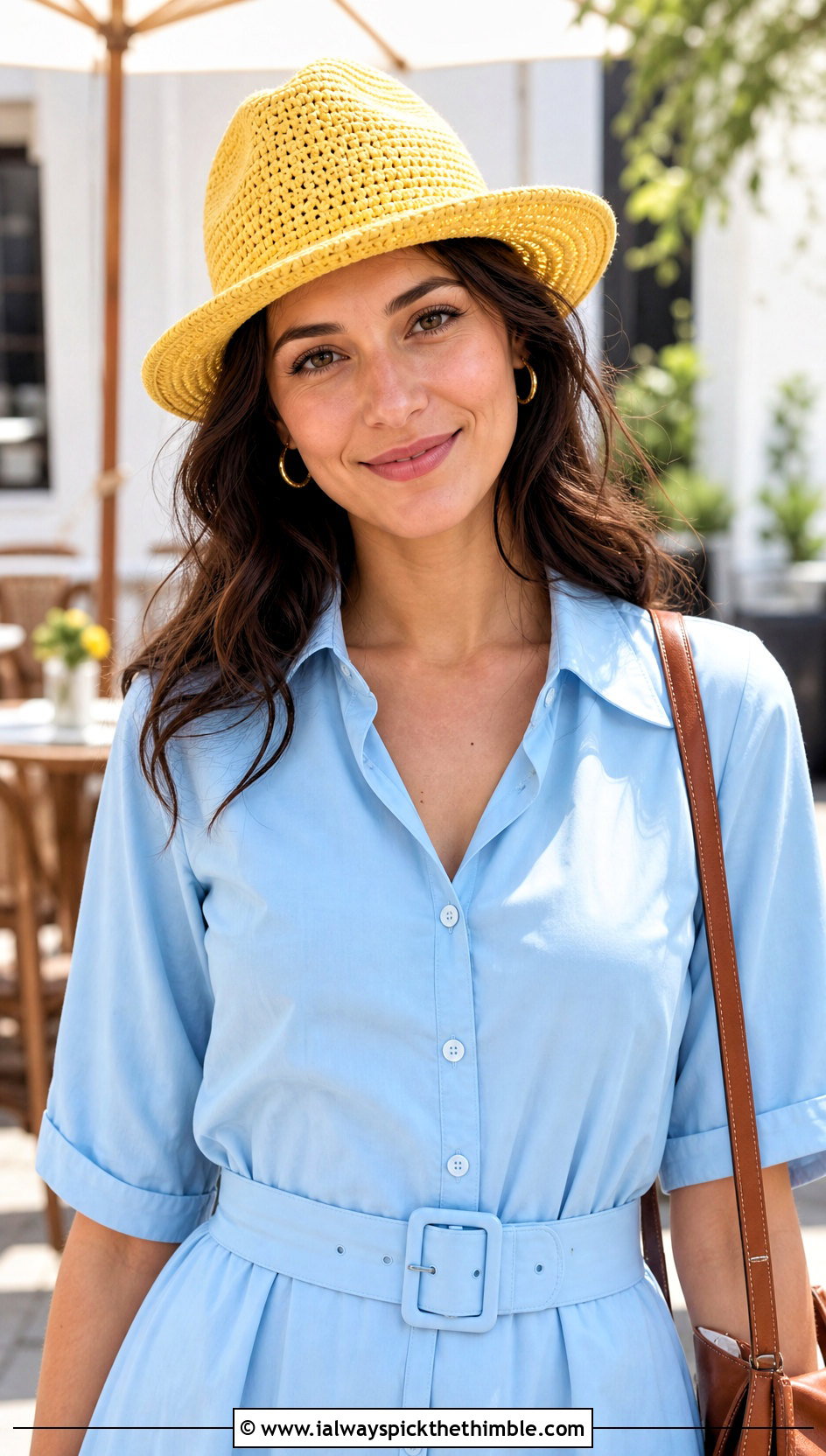 Crochet Fedora With Shirt Dress And Loafers - 25 cute crochet hat outfit ideas