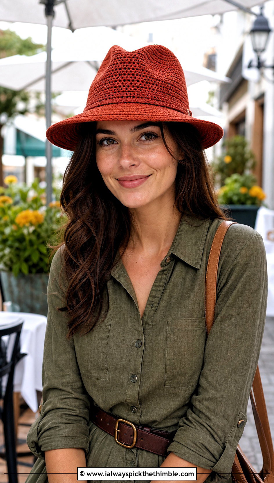 Crochet Fedora With Shirt Dress and Ankle Boots - 25 crochet adult hats outfit ideas