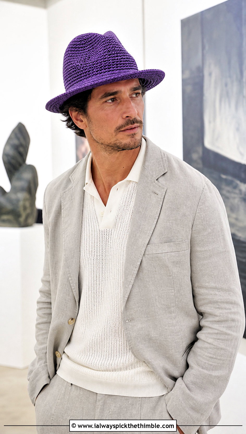Crochet Fedora With Smart Casual Tailoring - 15 Crochet Mens Hat With Brim outfit ideas