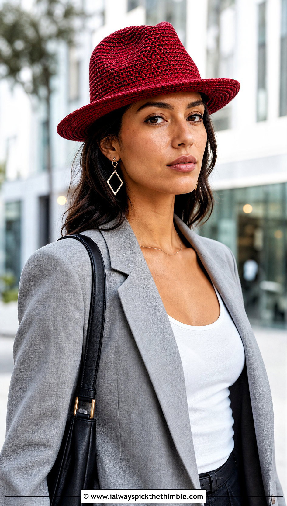 Crochet Fedora With Suit And Sneakers - 20 easy crocheted hats outfit ideas
