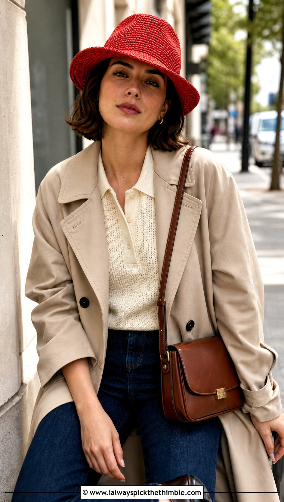 Crochet Fedora With Trench Coat And Loafers - 15 Crochet Women's Hats outfit ideas