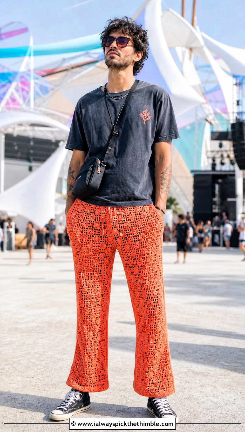 Crochet Festival Pants With Graphic T Shirt - 25 crochet pants men outfit ideas