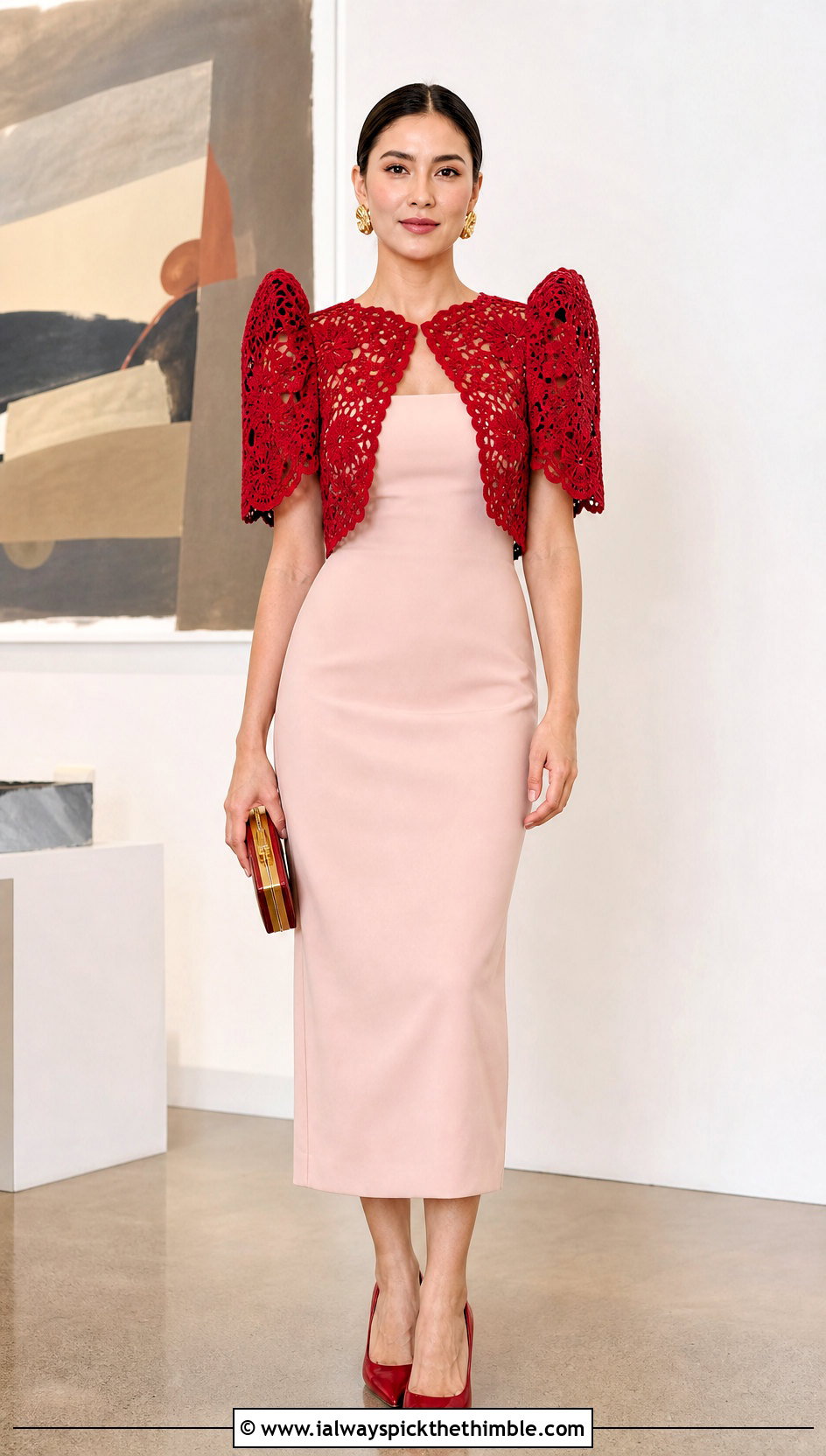 Crochet Filipiniana Bolero Top With Column Dress - 25 crochet filipiniana top outfit ideas