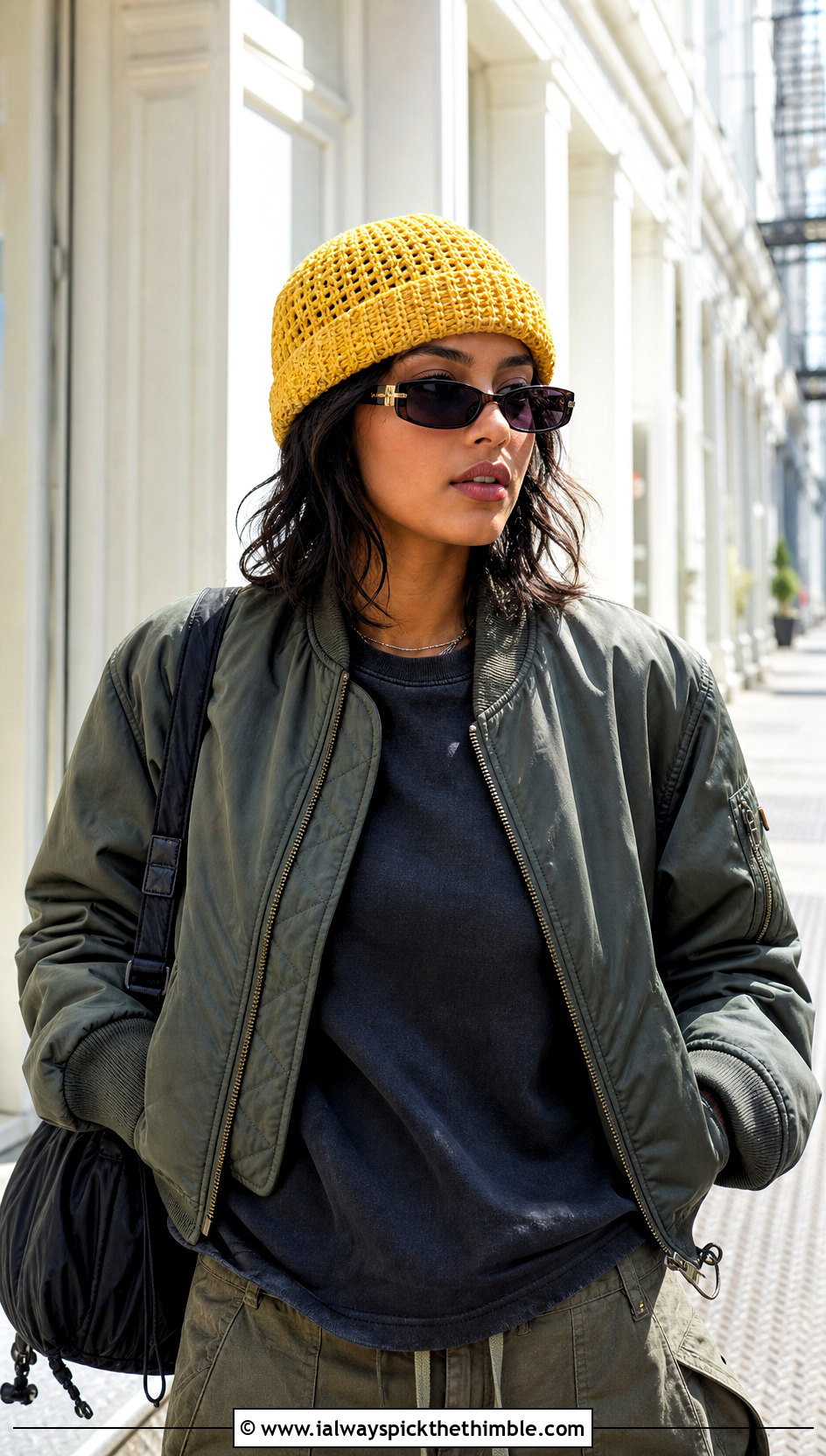 Crochet Fisherman Beanie With Cargo Pants - 20 Women Crochet Hats outfit ideas