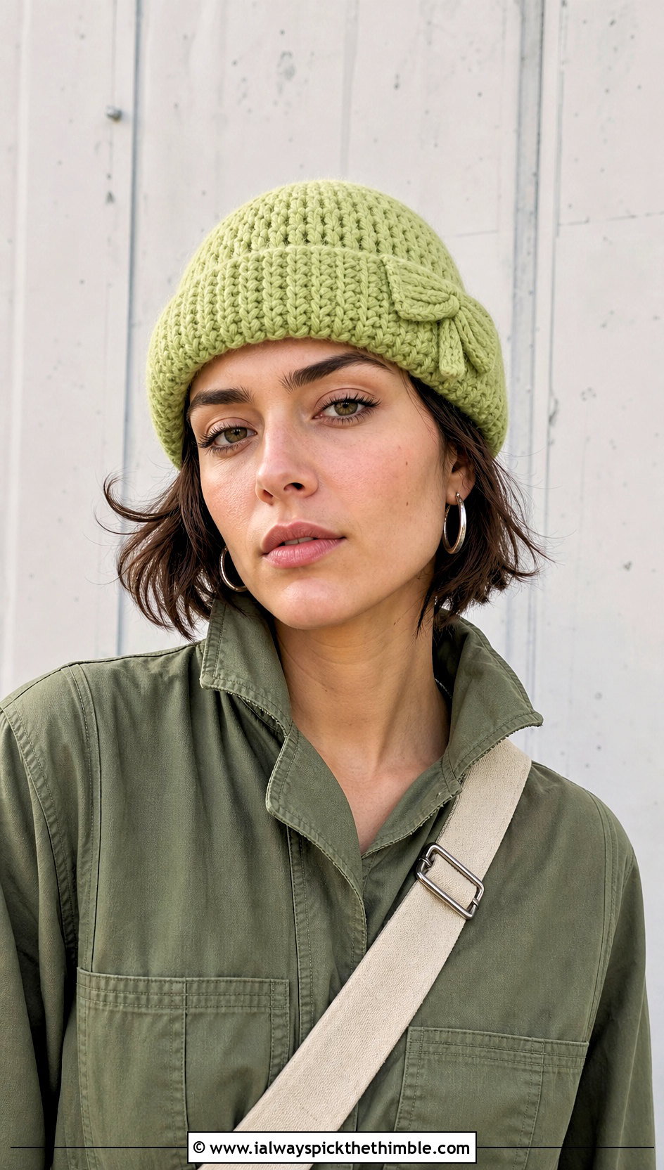 Crochet Fisherman Beanie With Utility Jumpsuit - 20 Crochet Bow Hat outfit ideas