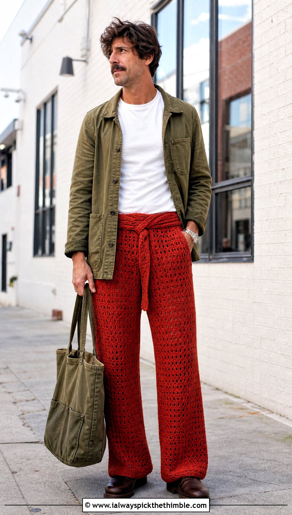 Crochet Fisherman Pants With Chore Jacket - 25 crochet pants men outfit ideas