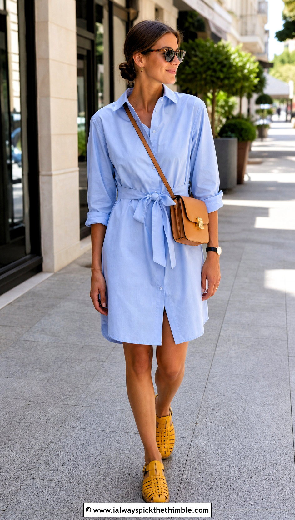 Crochet Fisherman Sandals With Poplin Shirt Dress - 20 crocheted shoes women outfit ideas