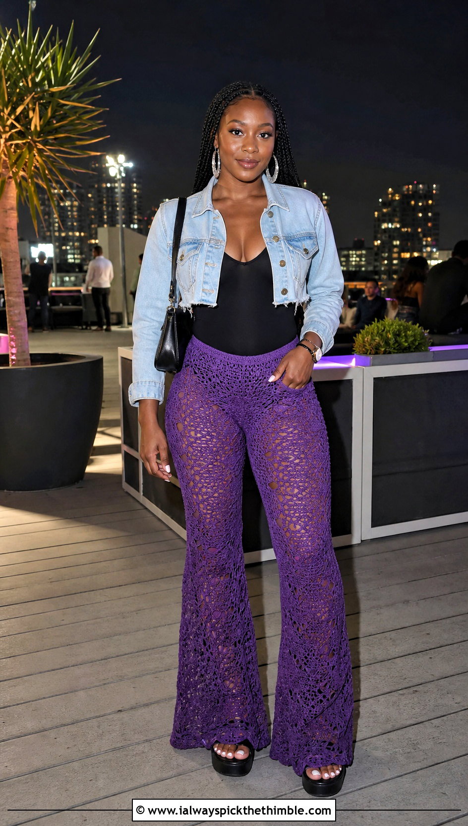 Crochet Flared Pants With Fitted Bodysuit - 25 crochet outfits black women outfit ideas