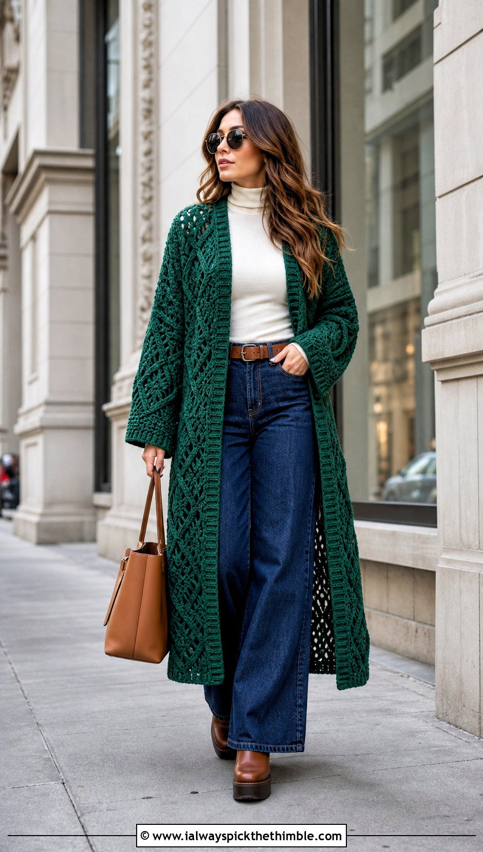 Crochet Folklore Coatigan With Wide Leg Jeans - 25 crochet folklore cardigan outfit ideas