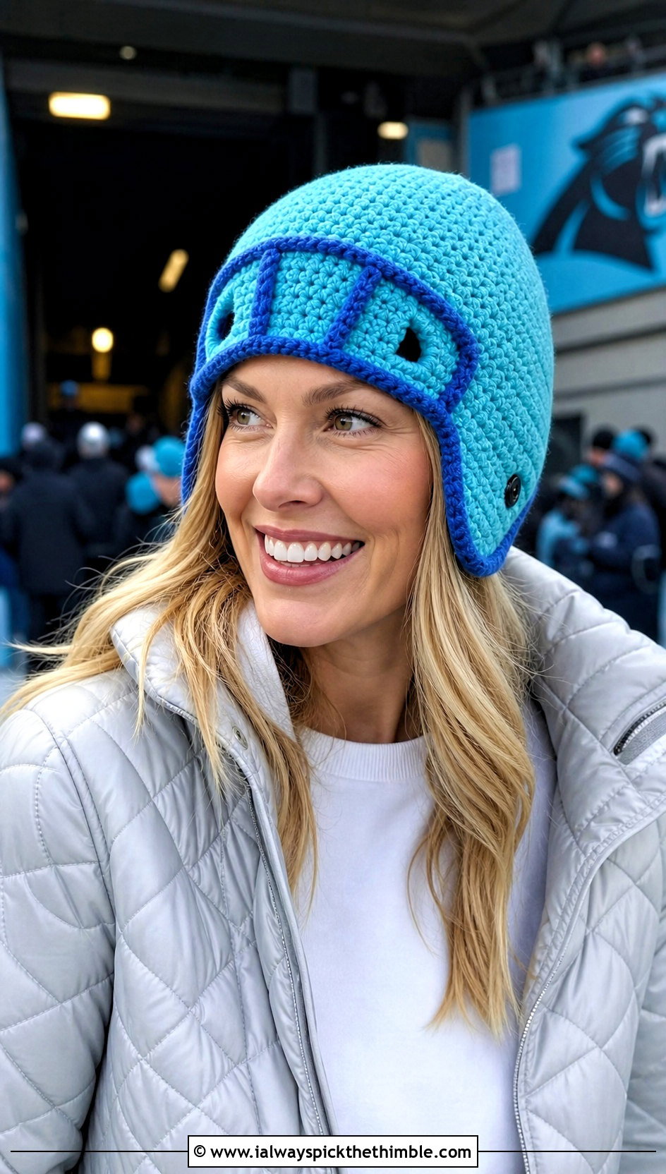 Crochet Football Helmet Hat With Quilted Jacket - 15 Crochet Football Team Hat outfit ideas