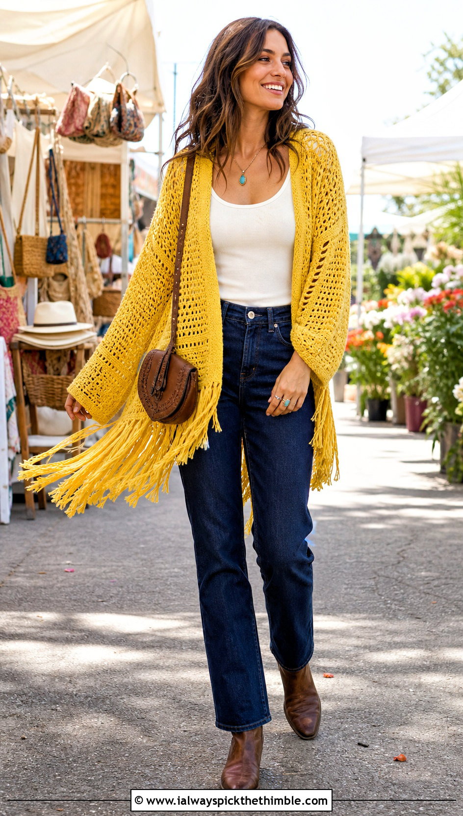 Crochet Fringe Blanket Sweater With Straight Jeans And Western Boots - 20 crochet sweater blanket outfit ideas