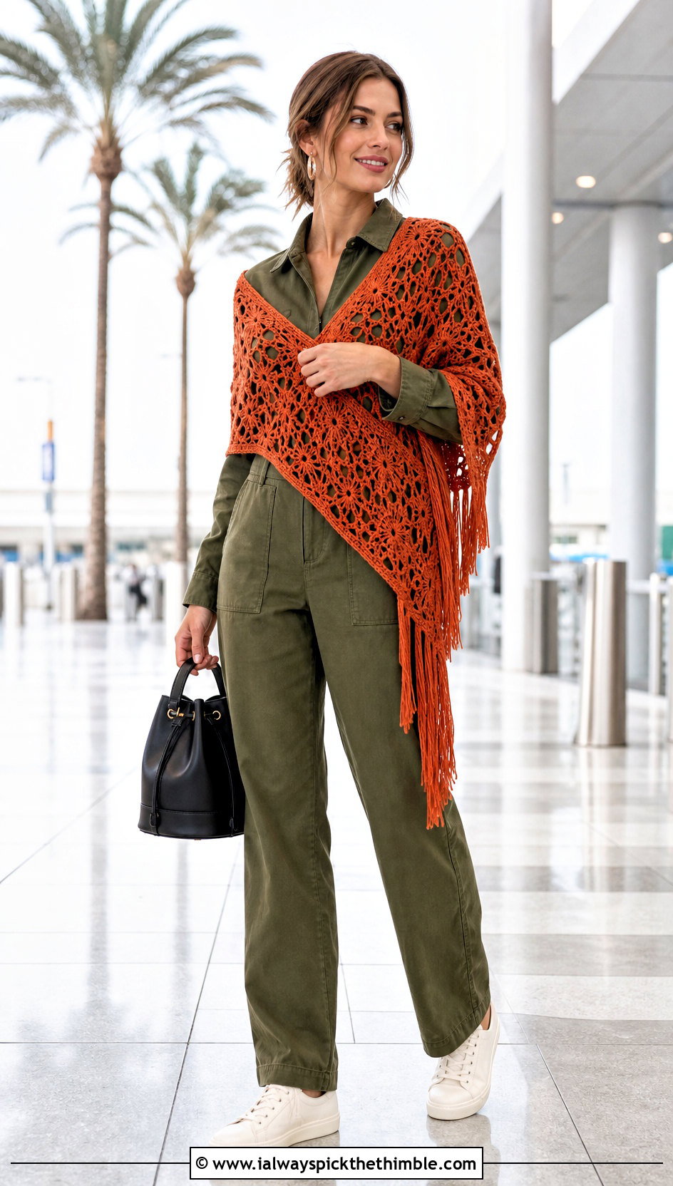 Crochet Fringe Wrap Top Over A Utility Jumpsuit - 15 crochet tops with fringes outfit ideas