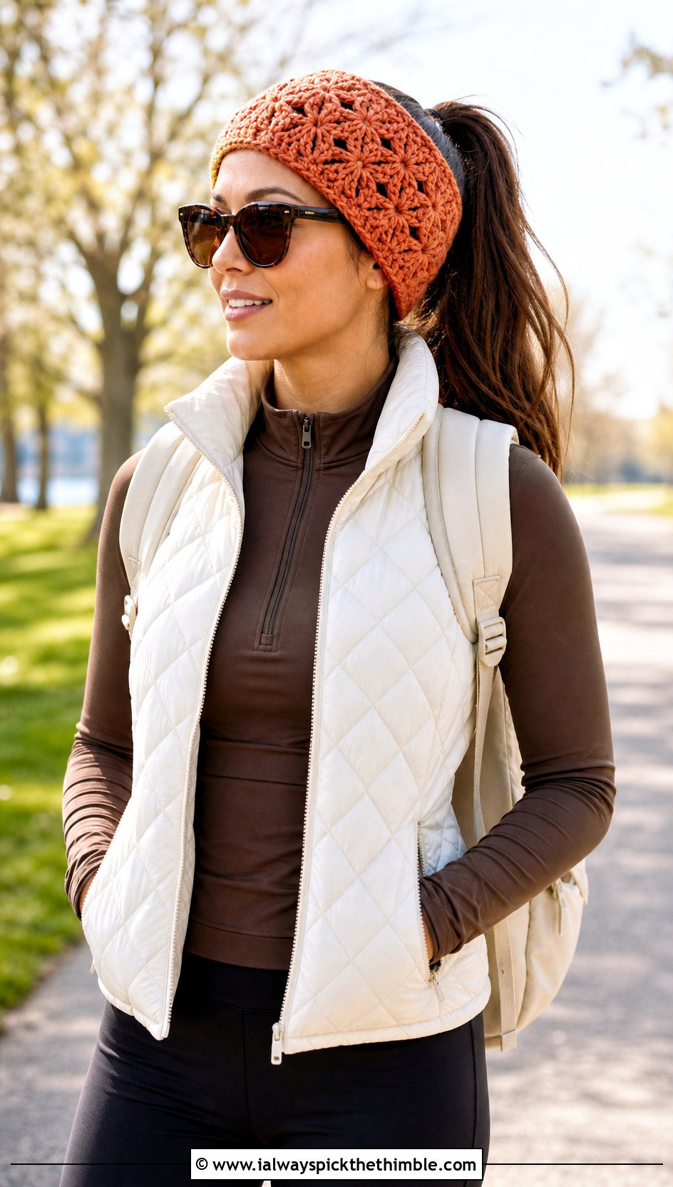 Crochet Frosted Petals Ear Warmer With Quilted Vest And Leggings - 15 Crochet Frosted Petals Ear Warmer outfit ideas
