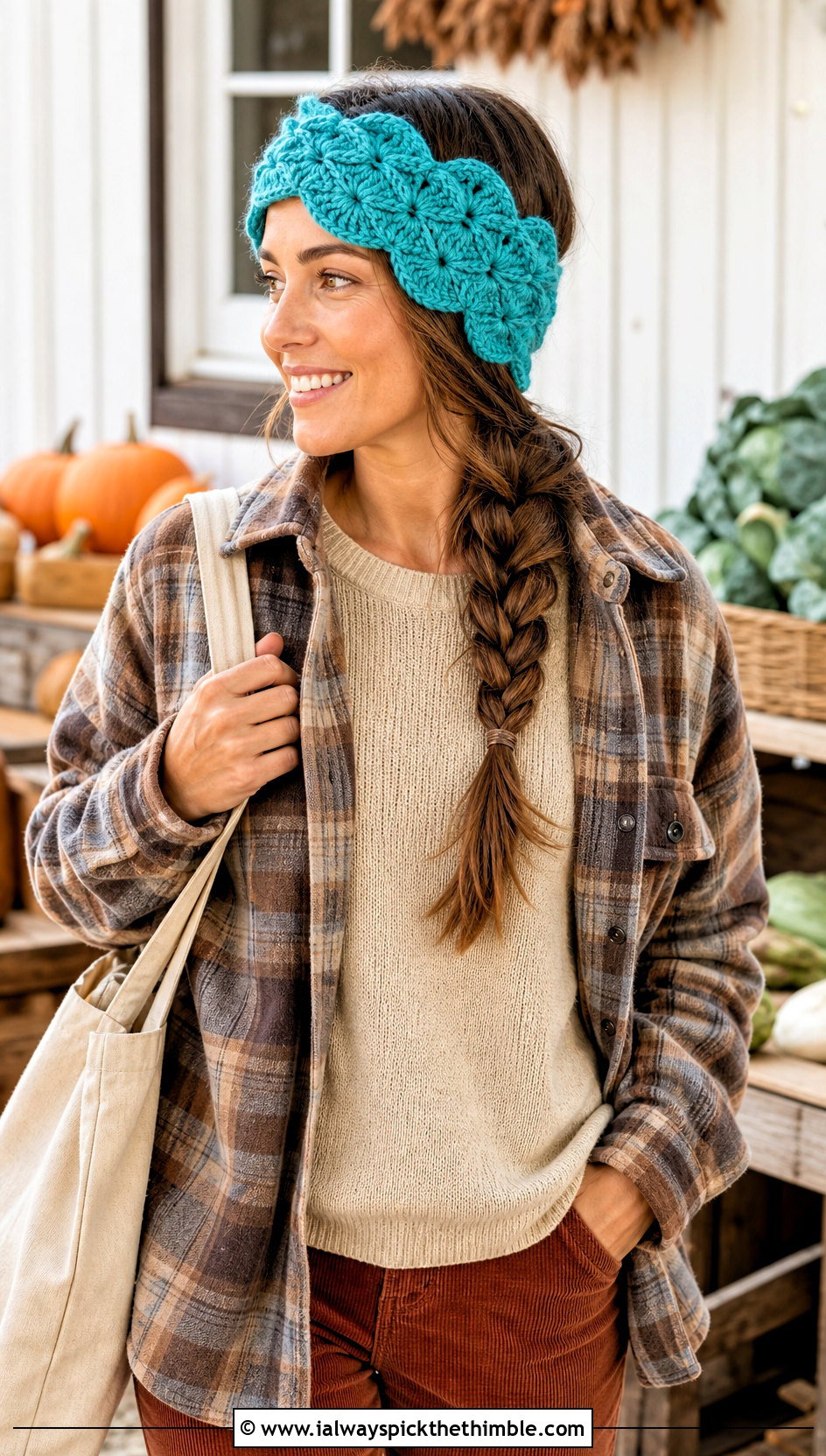 Crochet Frosted Petals Ear Warmer With Shacket And Corduroy Pants - 15 Crochet Frosted Petals Ear Warmer outfit ideas